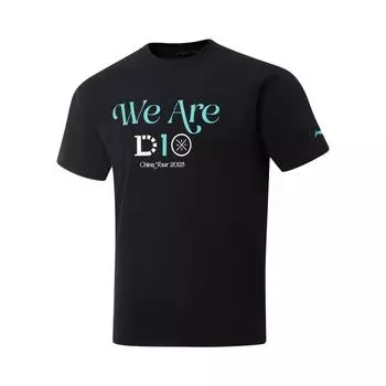 Li-Ning Fashionable Versatile Casual Breathable Loose Round Neck Letter Print Short Sleeve T-Shirt Men Tops Black AHSVE35-1 S