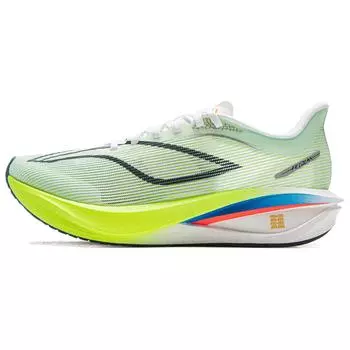 Li Ning Feidian 5 Challenger Сверхлегкая технология амортизации Беговые кроссовки Мужские кроссовки Стандартный-Белый Флуоресцентный-Ярко-зеленый ARMV001-19 39