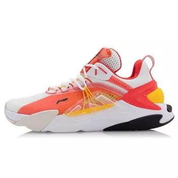 Li Ning Fire Salary Trend Sports Shock Absorbation Rebound Низкие повседневные туфли Мужские кроссовки Белый Красный Желтый AGLQ059-1 41
