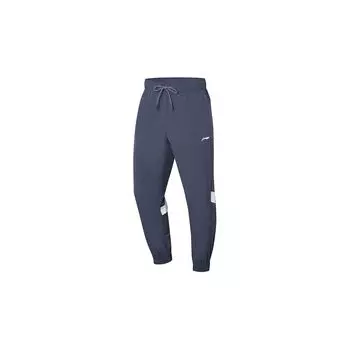 Li-Ning Фитнес-серия цветных блоков с эластичной резинкой на талии, трикотажные брюки-джоггеры, мужские штаны земляно-серого цвета AYKT033-6 M