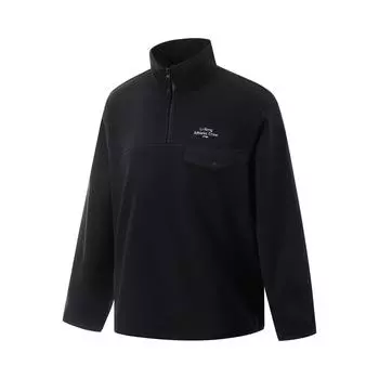 Li-Ning Фитнес-серия Инфракрасный теплый антистатический воротник-стойка с буквами Удобная дышащая флисовая толстовка с капюшоном Мужские толстовки с капюшоном Черный AWDUA17-5 S
