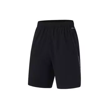 Li-Ning Фитнес-серия Letter эластичные дышащие удобные тканые спортивные повседневные шорты мужские шорты черные AKSU431-1 S