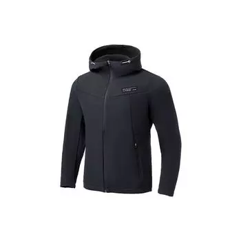 Li-Ning Фитнес-серия на флисовой подкладке с теплым логотипом, спортивная куртка с капюшоном, мужская куртка, черная AFDR513-1 L