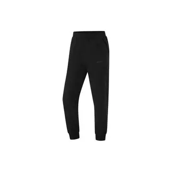 Li-Ning Фитнес-серия Повседневные однотонные пот впитывающие влагу влагоотводящие спортивные длинные брюки со средней талией женские плавки черного цвета AKLU488-3 L