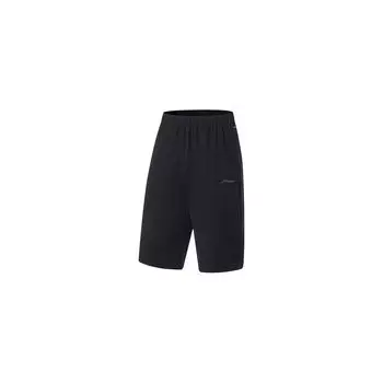 Li-Ning Фитнес-серия с логотипом и эластичным трикотажным спортивным брюком 3/4, мужские брюки черного цвета AKQT009-1 M