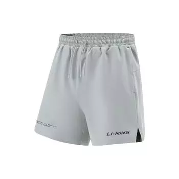Li-Ning Фитнес-серия, тканые спортивные повседневные шорты с принтом букв, мужские шорты, лунно-серые AKSU607-2 XL
