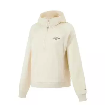Li-Ning Fitness Series Antistatic Antibacterial Warm Lettered Hooded Comfortable Breathable Sports Fleece Sweatshirt Women sweatshirt AWDUF14-1 M
