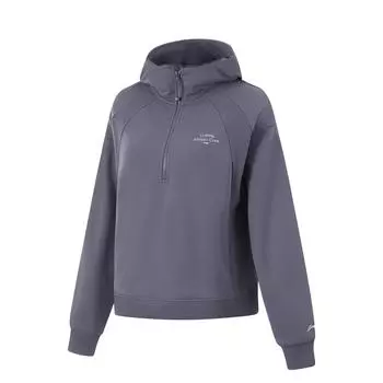 Li Ning Fitness Series антистатическая антибактериальная теплая с капюшоном с надписью удобная дышащая спортивная флисовая толстовка женская AWDUF14-4 S