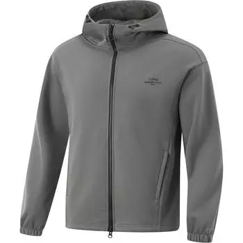 Li Ning Fitness Series Антистатическая антибактериальная теплая однотонная свободная толстовка с капюшоном и длинным рукавом на молнии Мужская толстовка цвета асфальта AWDU993-7 S