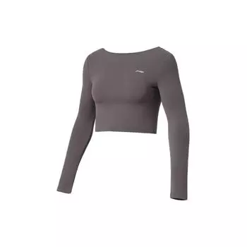 Li Ning Fitness Series Back Hollow Short Tight Workout Top Женские топы Sparrow-Brown AUDR108-2 M