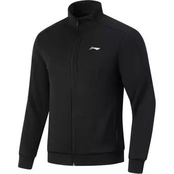 Li Ning Fitness Series Brand Logo Повседневный удобный кардиган с воротником-стойкой, мужская толстовка, черный цвет AWDU395-4 L