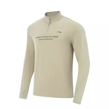 Li-Ning Fitness Series Casual Simple Comfortable Versatile Letter Print Stand Collar Breathable Sports Long Sleeve T-Shirt Men T-Shirt ATLV273-6 S