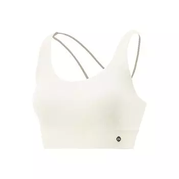 Li-Ning Fitness Series Casual Simple Solid Color Breathable Sports Bra Women underwear Off-White AUBV016-6 S