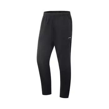 Li-Ning Fitness Series Casual Simple Solid Color Ice Silk Quick Dry Cool Straight Leg Elastic Knitted Sports Pants Men bottoms Black AKLV727-1 L
