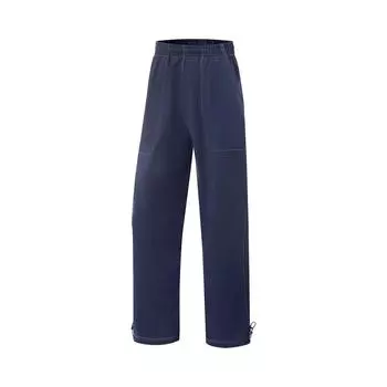 Li-Ning Fitness Series Comfortable Straight Leg Mid Waist Drawstring Casual Pants Women Bottoms Deep-Pea-Blue AYKV032-3 L