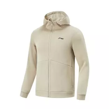 Li-Ning Fitness Series Comfortable Versatile Hooded Cardigan Sweatshirt Men Sweatshirt Coastal-Gray AWDV613-2 L