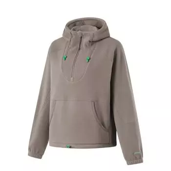 Li Ning Fitness Series флисовая подкладка теплая толстовка с капюшоном с длинным рукавом с надписью женская толстовка Tree-Gray Brown AWDU554-7 S