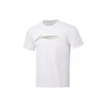 Li-Ning Fitness Series Футболка с круглым вырезом и короткими рукавами с принтом, мужские топы, белые ATST101-2 3XL