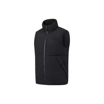 Li Ning Fitness Series FW23 однотонный воротник-стойка ветрозащитный пуховый жилет мужские жилеты черный AMRT011-1 S