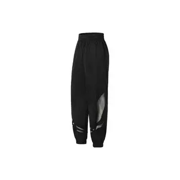 Li Ning Fitness Series Hollow Logo Solid Color Free Cuff Sports Long Bottoms Women Bottoms Black AYKS382-1 XL