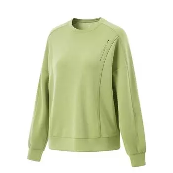 Li Ning Fitness Series Круглый вырез свитер с длинным рукавом с надписью Толстовка женская Fresh-Moss-Green AWDV068-7 S