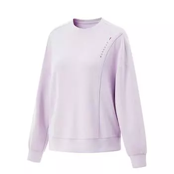 Li Ning Fitness Series Круглый вырез свитер с длинным рукавом с надписью Толстовка женская толстовка Cloud-Purple AWDV068-8 S