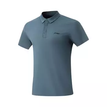 Li Ning Fitness Series Letter Logo Удобная универсальная дышащая спортивная рубашка-поло для мужчин, темно-синяя APLU005-4 3XL