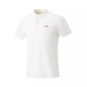 Li Ning Fitness Series Letter Logo Удобная универсальная дышащая спортивная рубашка-поло для мужчин, топы цвета Off-White APLU005-2 4XL