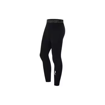 Li Ning Fitness Series Letter Mid-Rise Удобные универсальные дышащие обтягивающие спортивные длинные брюки мужские низы черного цвета AULU049-1 M