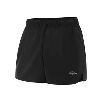 Li-Ning Fitness Series Letter Mid-Waist Drawstring Breathable Versatile Sports Shorts Women Shorts Black AKSV412-2 XS
