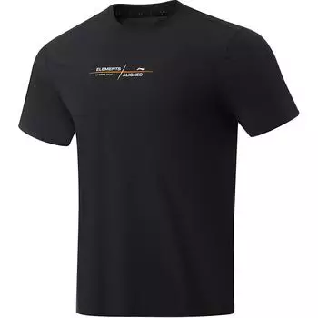 Li-Ning Fitness Series Letter Moisture-Wicking Breathable Round Neck Short Sleeve T-Shirt Men Tops Black ATSU063-1 M