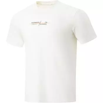 Li-Ning Fitness Series Letter Moisture-Wicking Breathable Round Neck Short Sleeve T-Shirt Men Tops Off-White ATSU063-2 XL