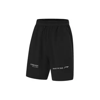 Li-Ning Fitness Series Letter Print Elastic Mid Waist Sports Shorts Men shorts Black AKSU433-1 M