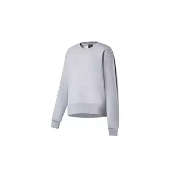 Li Ning Fitness Series Letter Print Pattern Round Neck Pullover Long Sleeve Hoody Women sweatshirt Floral-Gray AWDSB10-3 S