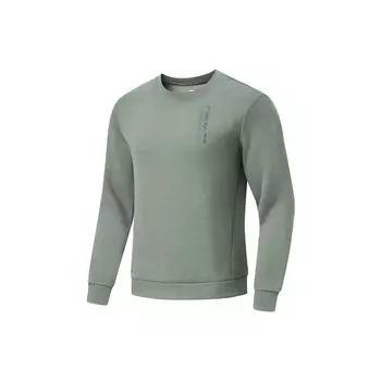 Li-Ning Мужская толстовка-пуловер Fitness Series с буквенным принтом серо-зеленого цвета AWDT791-5 L