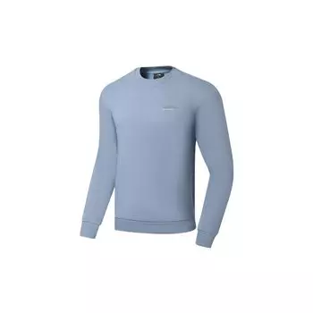 Li Ning Fitness Series Letter Print Round Neck Pullover Fleece Теплая толстовка с длинным рукавом Мужская толстовка Soft-Gray-Blue AWDSA47-4 M
