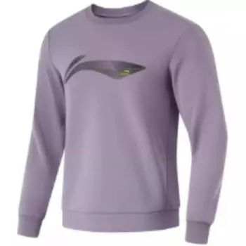 Li Ning Fitness Series Letter Round Neck Fleece Теплая свободная удобная толстовка с длинным рукавом Мужская толстовка темно-серого фиолетового цвета AWDU567-5 S