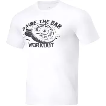 Li Ning Fitness Series Letter Sports Casual Simple Short Sleeve T Shirt Men Tops Standard-White ATSU007-5 XL