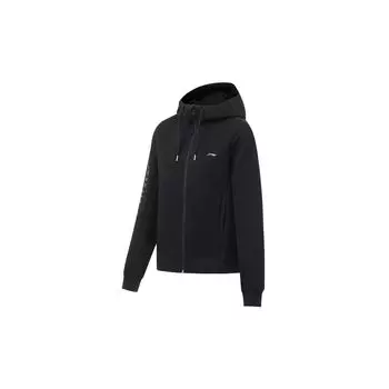 Li Ning Fitness Series Logo Letter Print Светоотражающая толстовка с капюшоном Женская толстовка с капюшоном черного цвета AWDT568-2 S