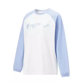 Li Ning Fitness Series Logo Letter Print Raglan Удобная дышащая толстовка Женская толстовка Off-White Gray Blue ATLU024-2 L