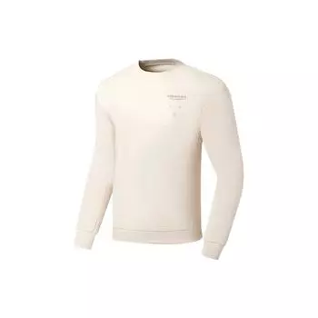 Li Ning Fitness Series Logo Letter Print Round Neck Loose Sweatshirt Men Swan-White AWDSA41-5 3XL