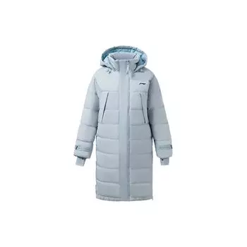 Li Ning Fitness Series Logo Loose White Duck Down Long Down Jacket Women Upperwear Mist-Blue AYMR158-4 XL