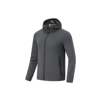 Li-Ning Fitness Series Logo Повседневная спортивная куртка с капюшоном на молнии для мужчин, черные разноцветные куртки AWDT435-1 3XL
