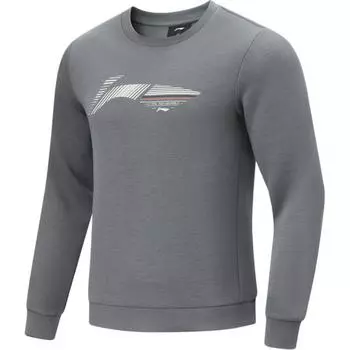 Li Ning Fitness Series Logo Повседневная удобная толстовка с круглым вырезом и длинным рукавом Мужская толстовка Shadow-Gray AWDU397-4 L