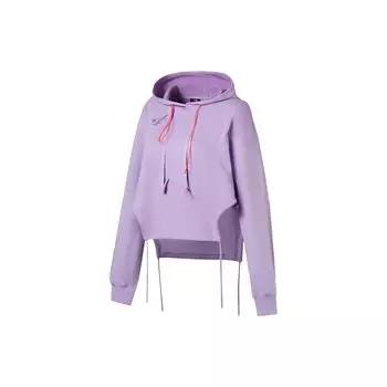 Li-Ning Фитнес-серия с логотипом и принтом на шнурке, толстовка с длинными рукавами, женские топы, фиолетовый AWDS948-3 L