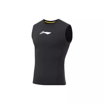 Li Ning Fitness Series Logo Print Round Neck Теплый тонкий жилет для мужчин, жилеты черного цвета AUDT015-1 S
