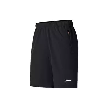 Li Ning Fitness Series Logo Print Straight Leg Loose Casual Shorts Men shorts Black AKST625-1 M