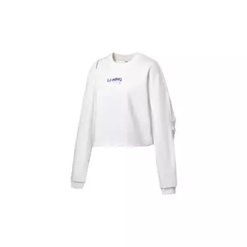 Li Ning Fitness Series Логотип Pattern Круглый вырез Пуловер Длинный рукав Толстовка Женская толстовка Off-White AWDT566-2 XXL
