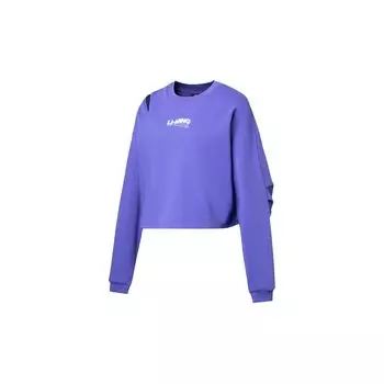 Li Ning Fitness Series Логотип Pattern Пуловер Длинный рукав Толстовка Женская толстовка Сиреневый AWDT566-6 XL