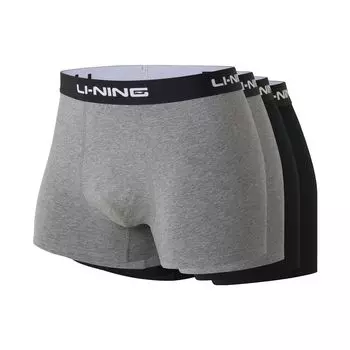 Li Ning Fitness Series логотип печати однотонные шорты-боксеры 4 шт. в упаковке мужское нижнее белье ANKS001-5 L